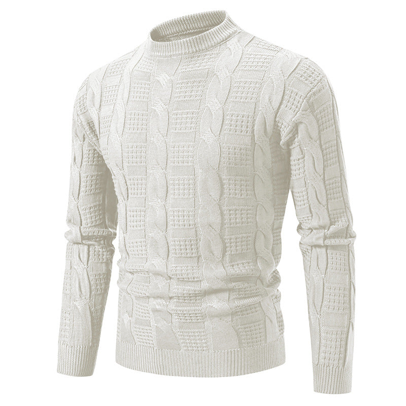 Men's High-Quality Chunky Knit Sweater with Stand-Up Collar and Decorative Pattern Lisslune