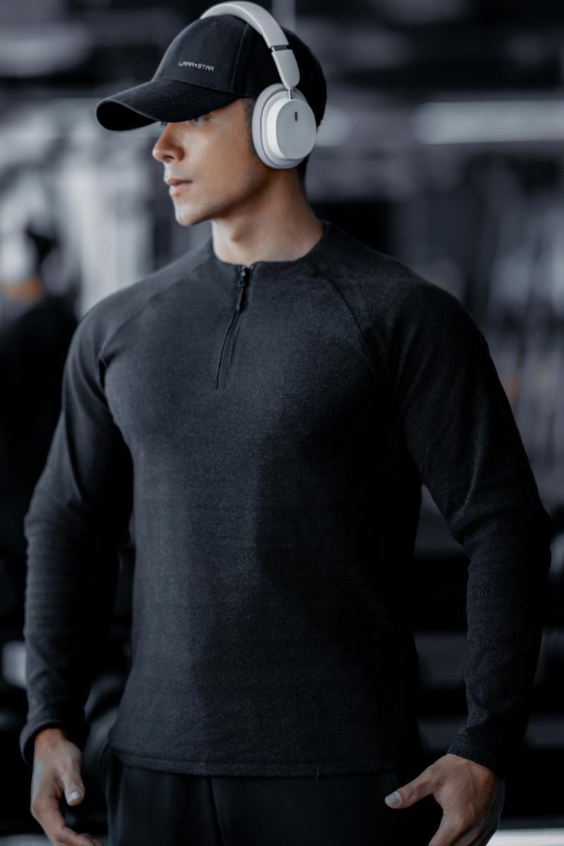 Men's Long Sleeve Workout Shirt with Innovative Zipper Lisslune