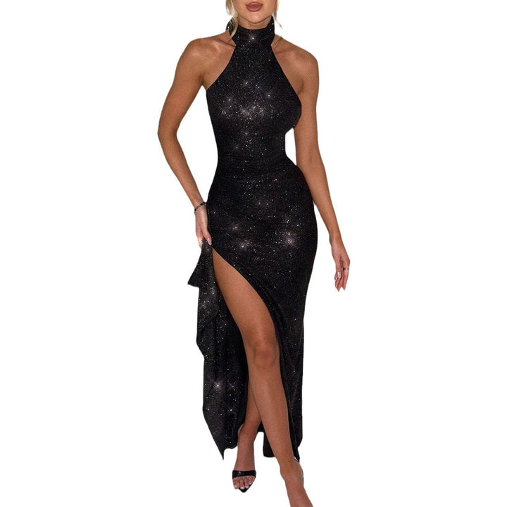 Ladies Chic Evening Dress in a Figure-Hugging Cut with High Slit and Glamorous Details Lisslune