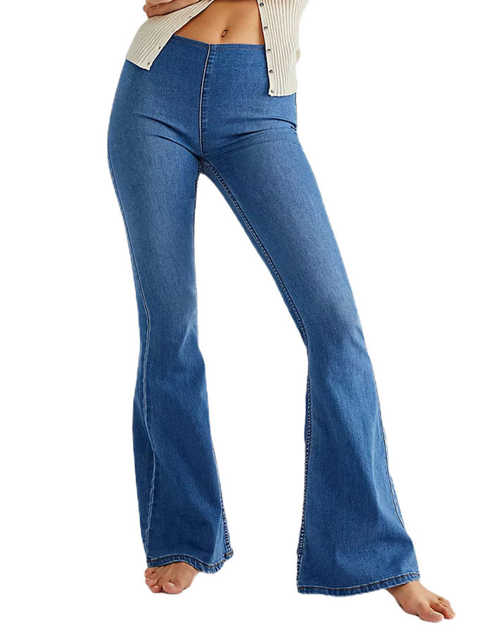 Women's Flared Jeans in a casual fit with a high waistband and flattering silhouette Lisslune