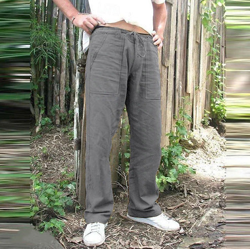 Men's casual leisure pants with practical drawstring and deep pockets Lisslune