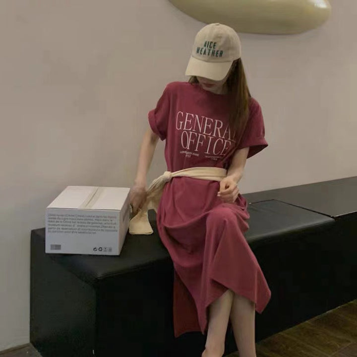 Women's Casual T-Shirt Dress with Creative Slogan Lisslune