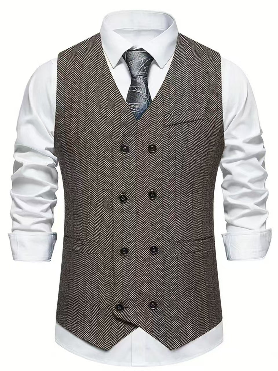 Men's elegant vest in herringbone pattern Lisslune