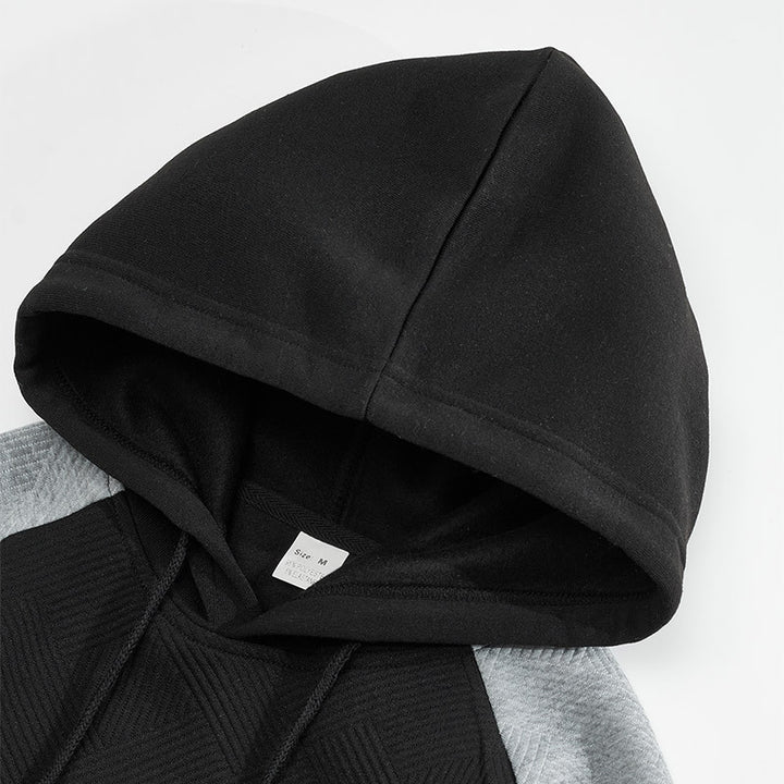 Men's sporty hooded sweatshirt with contrasting sleeves and practical kangaroo pocket Lisslune