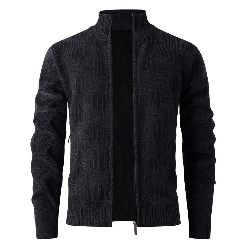 Men's cardigan with textured design and modern zipper Lisslune