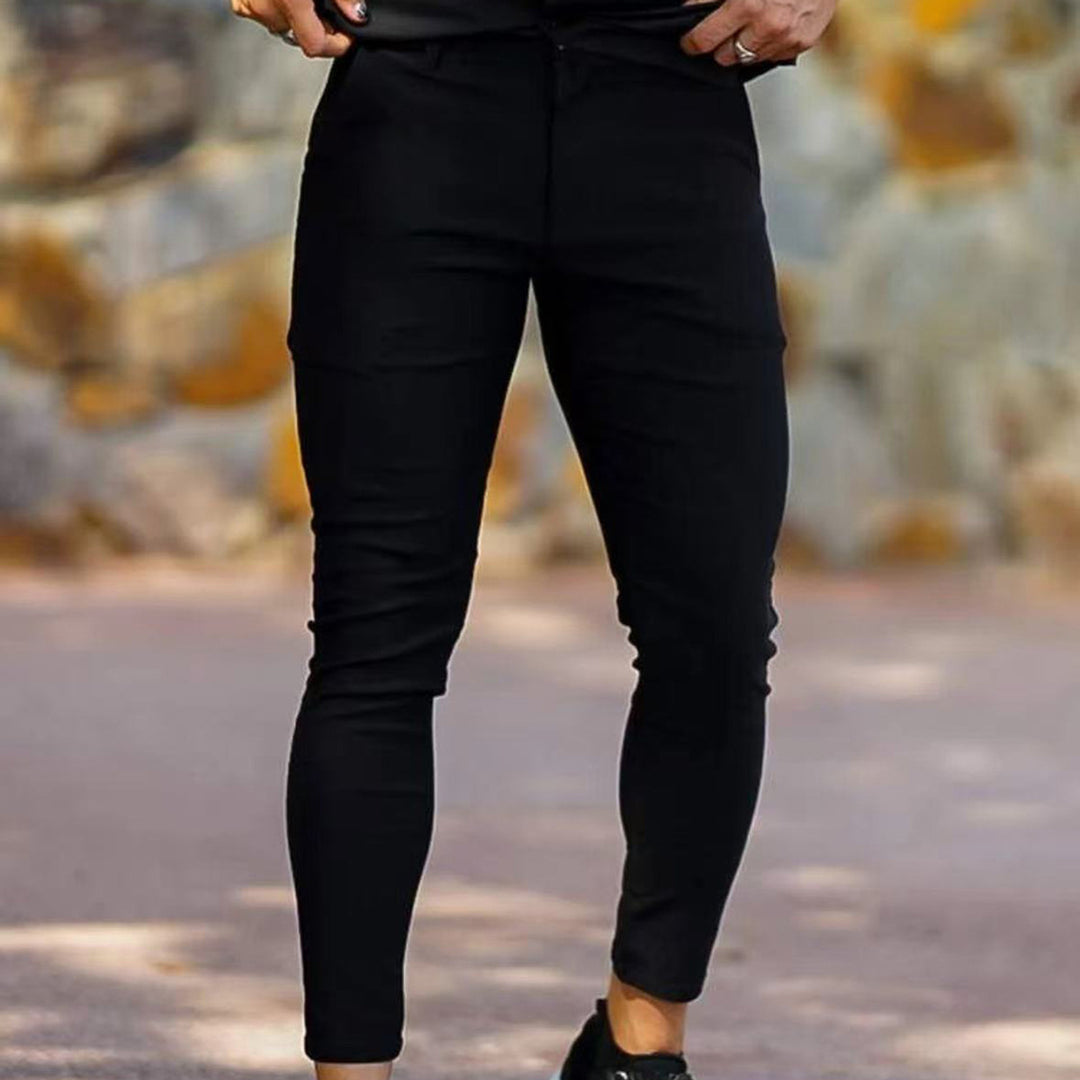 Men's Elegant Slim-Fit Chinos with Elastic Waist and Side Pockets Lisslune