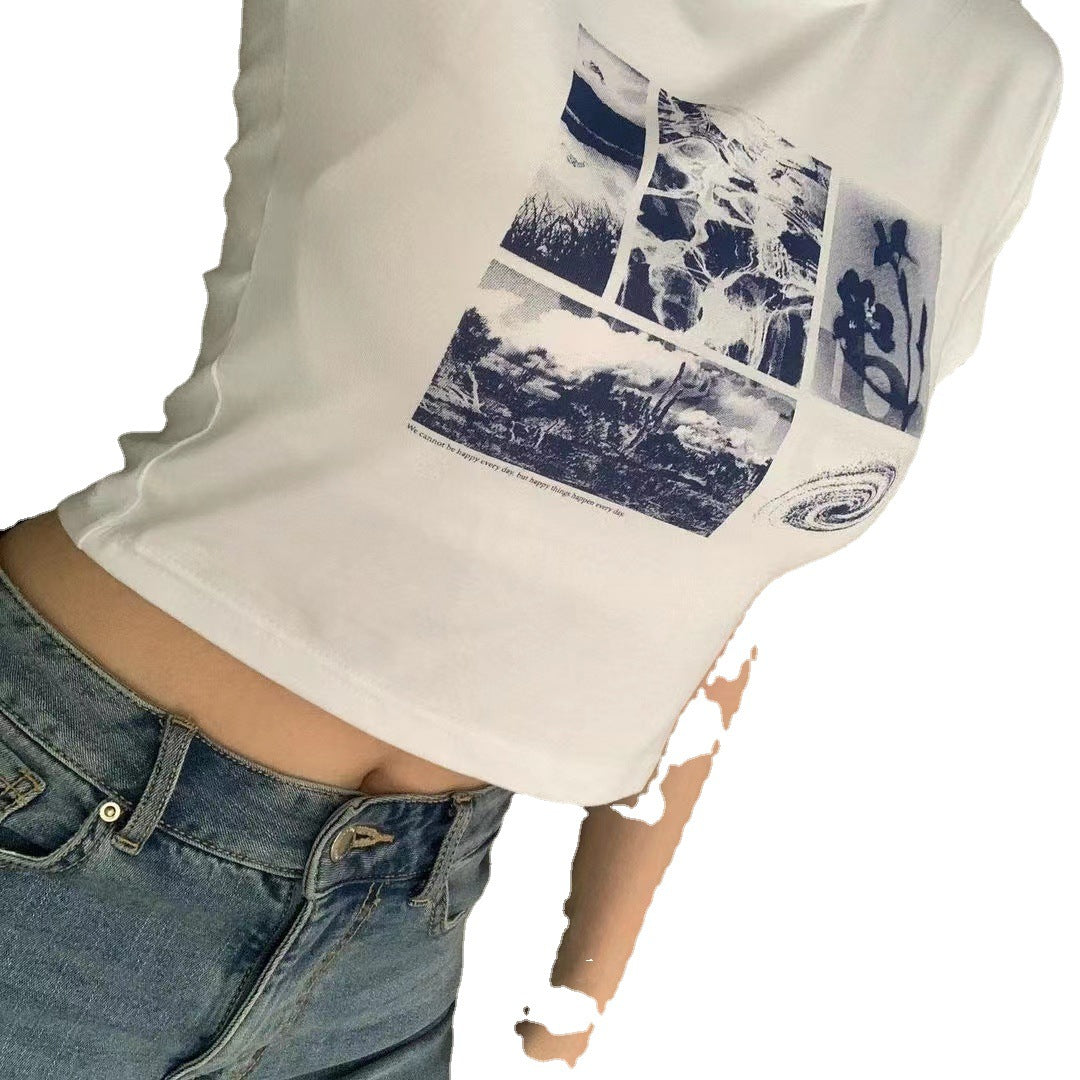 Ladies Cropped T-Shirt with creative graphic design Lisslune