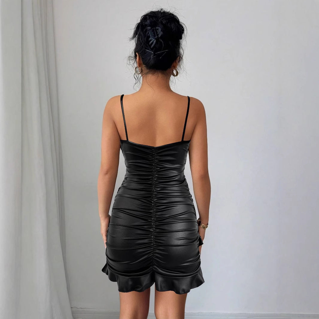 Damen Raffiniertes Wickelkleid mit tiefem V-Ausschnitt und elegantem Saum Lisslune