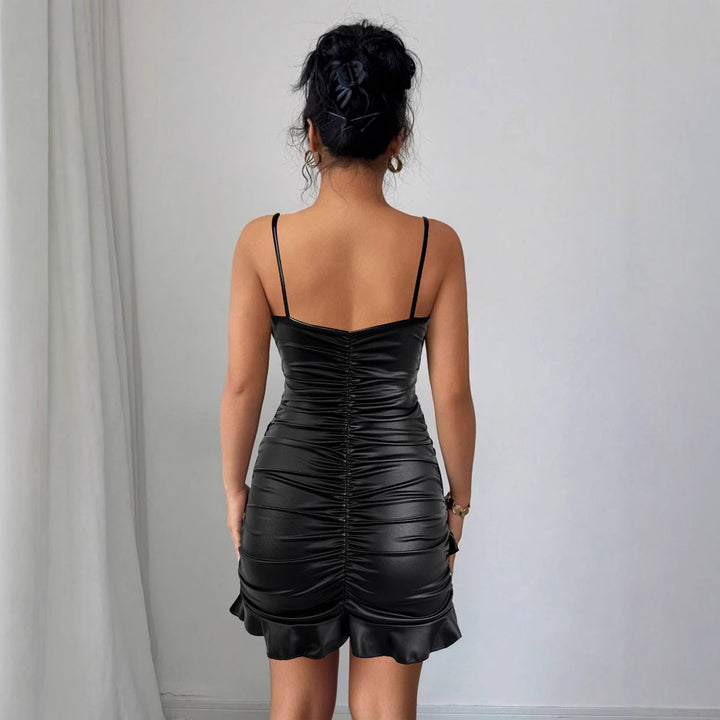 Damen Raffiniertes Wickelkleid mit tiefem V-Ausschnitt und elegantem Saum Lisslune