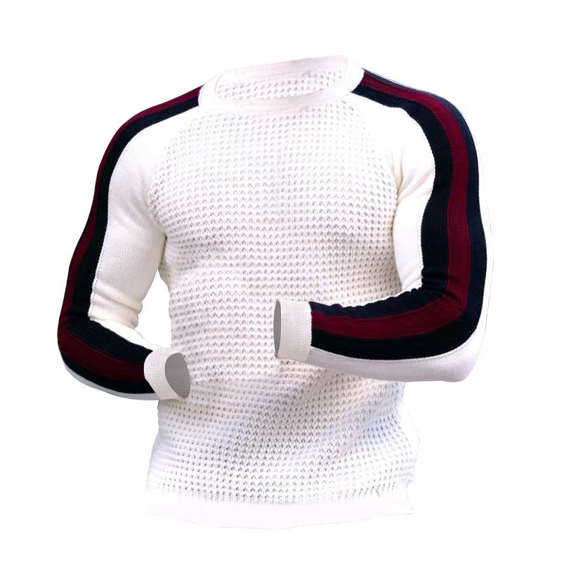 Men's knitted sweater with sporty stripes Lisslune