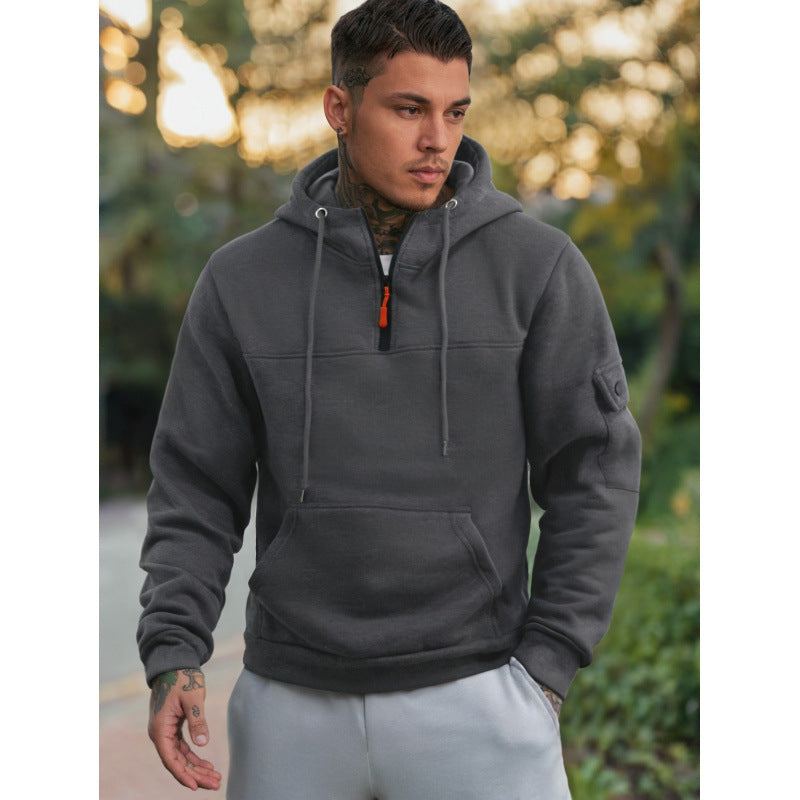 Men's Functional Hoodie with Half Zipper and Side Pockets Lisslune