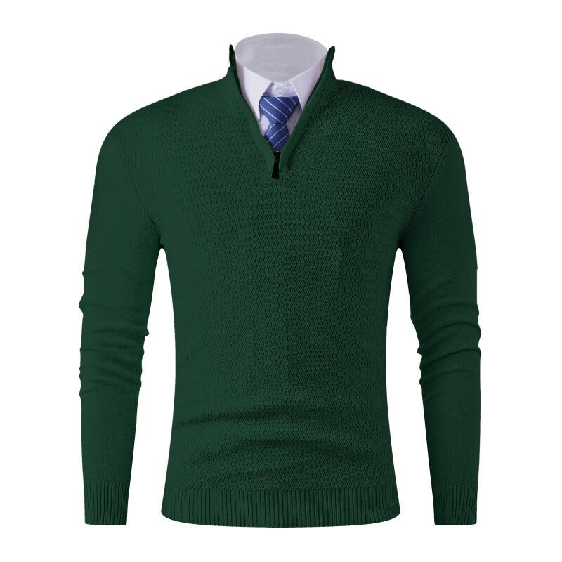 Men's knitted sweater with modern stand-up collar and textured design Lisslune