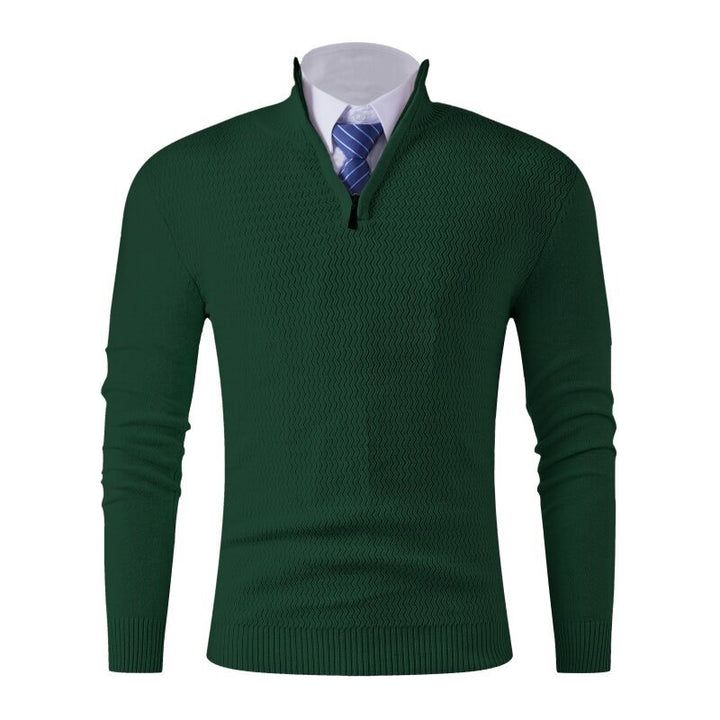 Men's knitted sweater with modern stand-up collar and textured design Lisslune