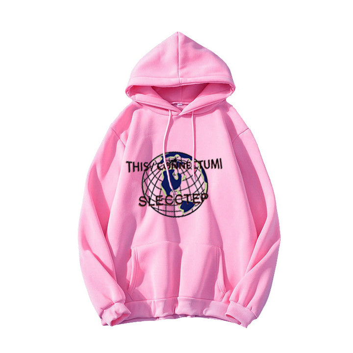 Women's Hoodie with Modern World Map Design Lisslune