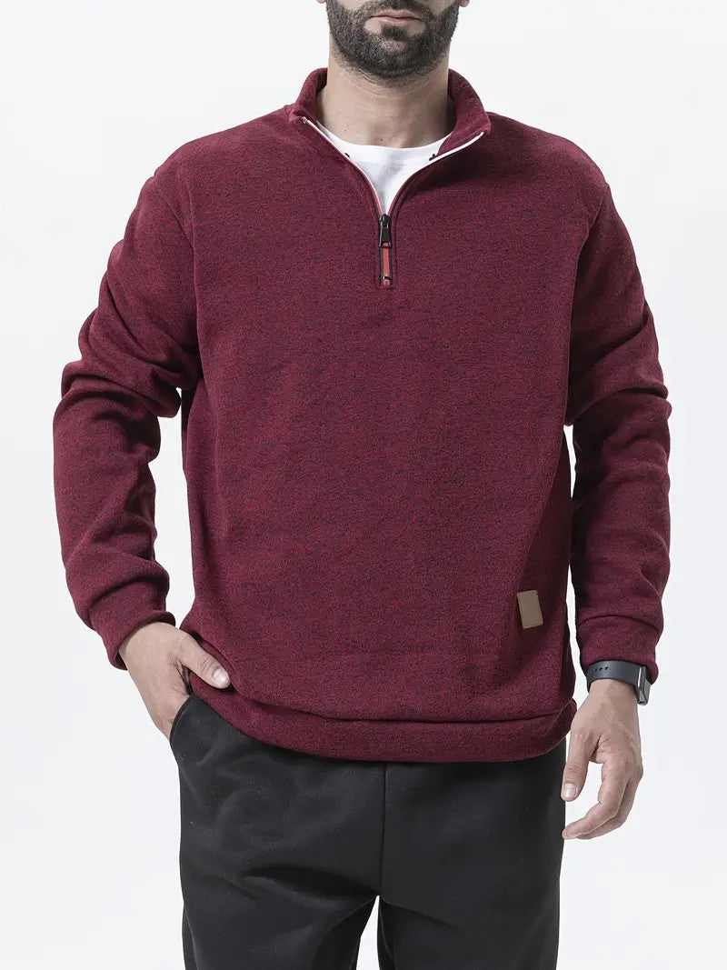 Men's fleece pullover with half zipper Lisslune