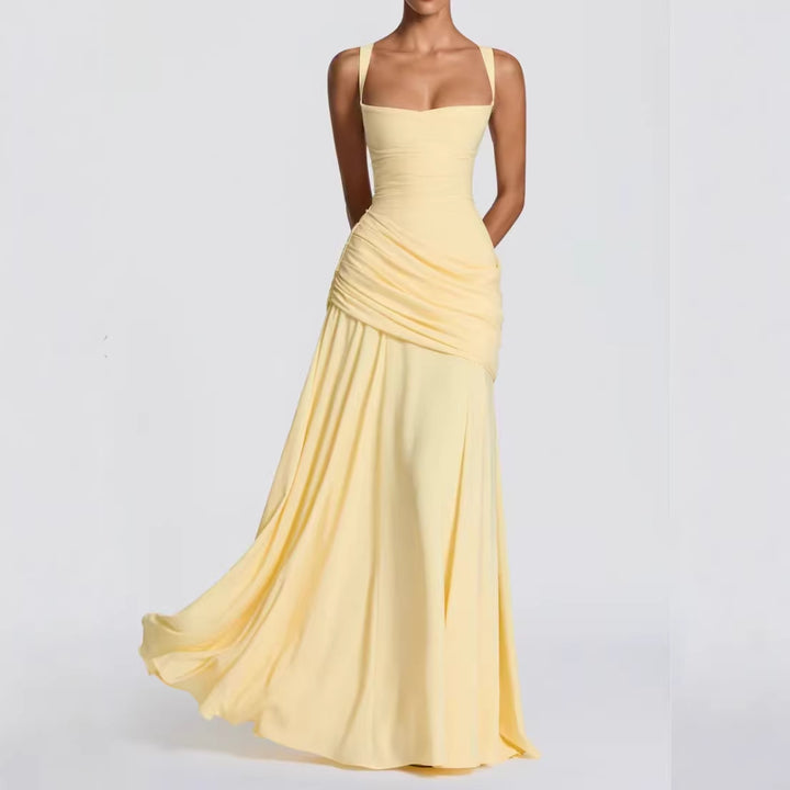 Ladies Elegant Wedding Dress with Tailored Ruffles and Flowing Chiffon Skirt Lisslune
