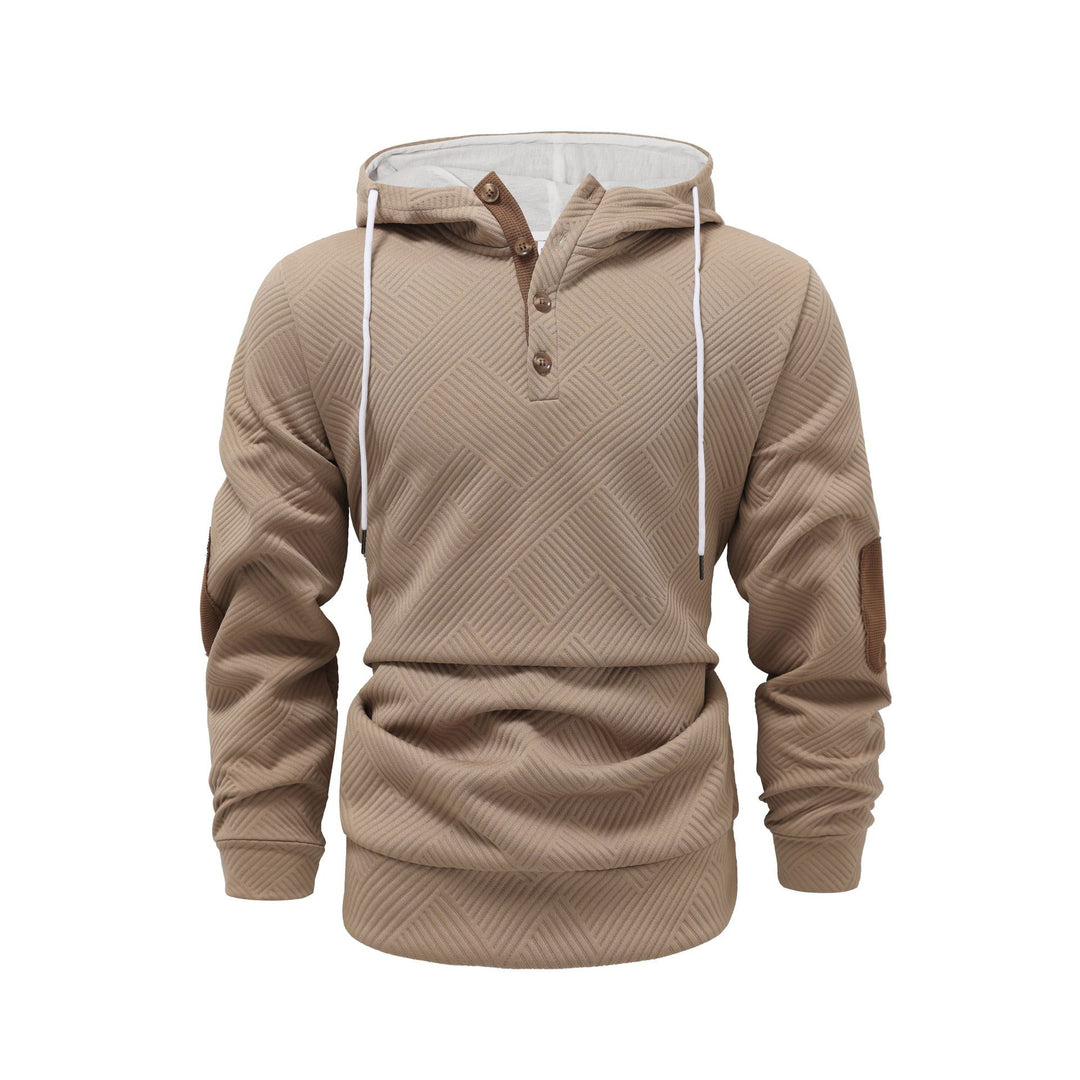 Men's Modern Hoodie with Textured Design and Practical Button Details Lisslune