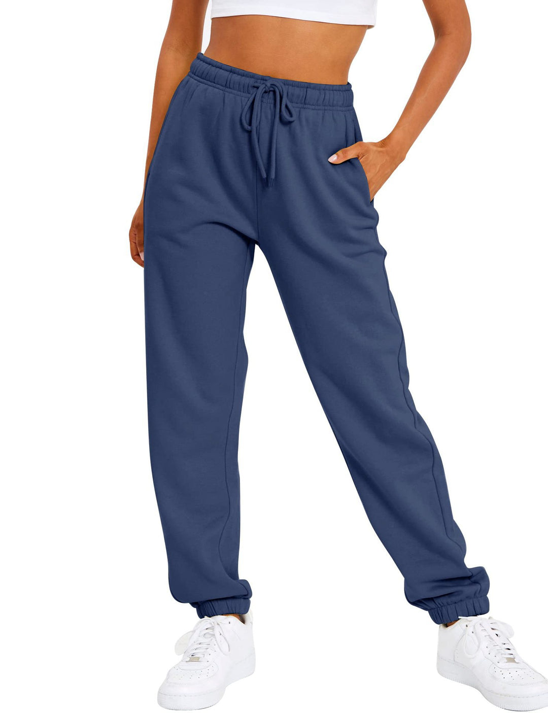 Women’s sporty leisure pants with elastic waistband and high-waisted cut Lisslune