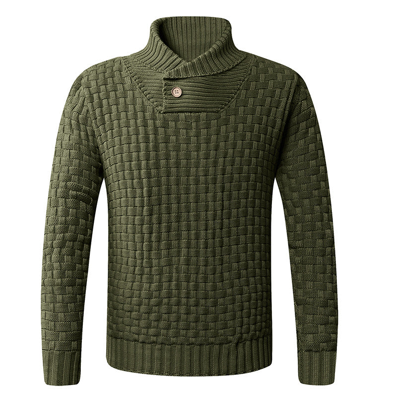 Men's knitted sweater with modern shawl collar and button details Lisslune