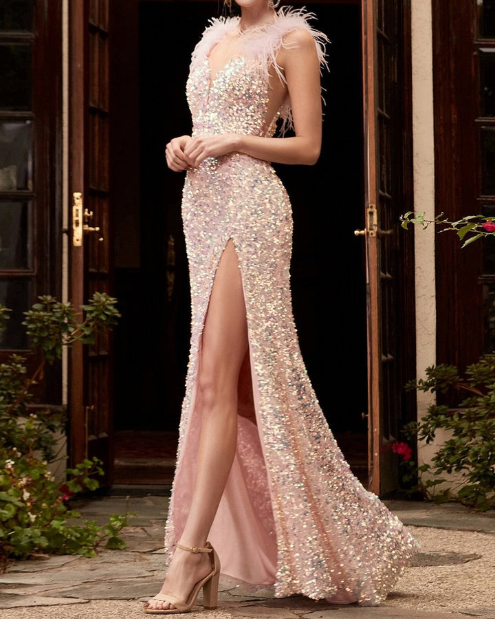 Ladies' Festive Cocktail Dress with Sequins Lisslune