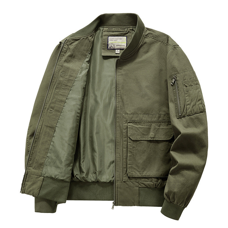 Men's Bomber Jacket with Practical Pockets and Quilted Lining Lisslune