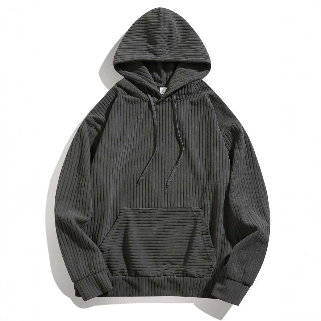 Men's cozy hoodie with ribbed texture and practical kangaroo pocket Lisslune