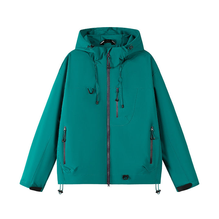 Men's technical outdoor jacket with adjustable hood design and multiple zip pockets Lisslune