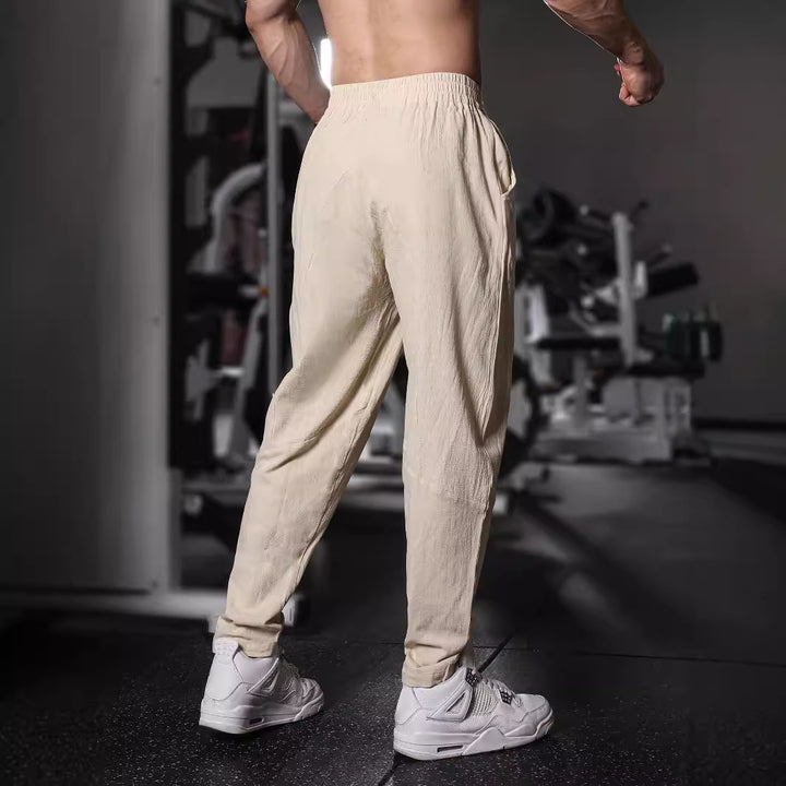 Men's lightweight leisure pants with elastic waistband and practical side pockets Lisslune