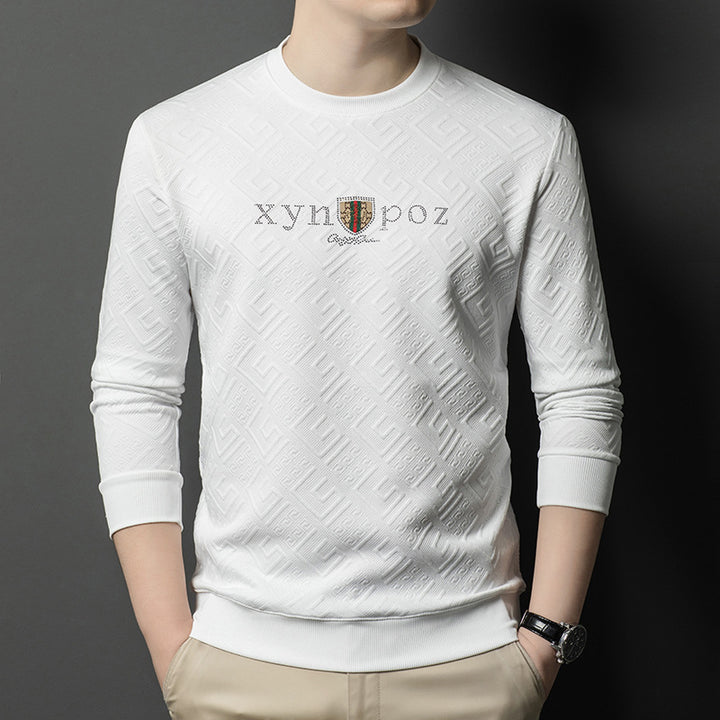 Men's high-quality round neck pullover made of elastic cotton blend Lisslune