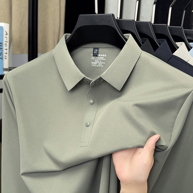Men's Long Sleeve Polo Shirt with Breathable Structure Lisslune