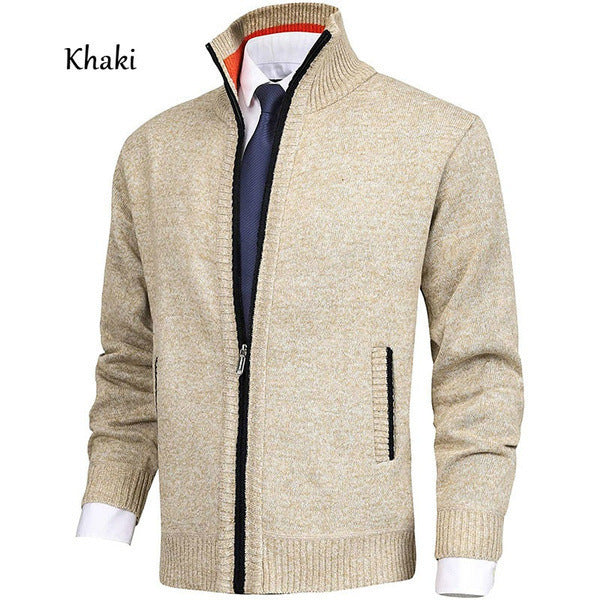 Men's stylish cardigan with high collar and elegant contrast details Lisslune