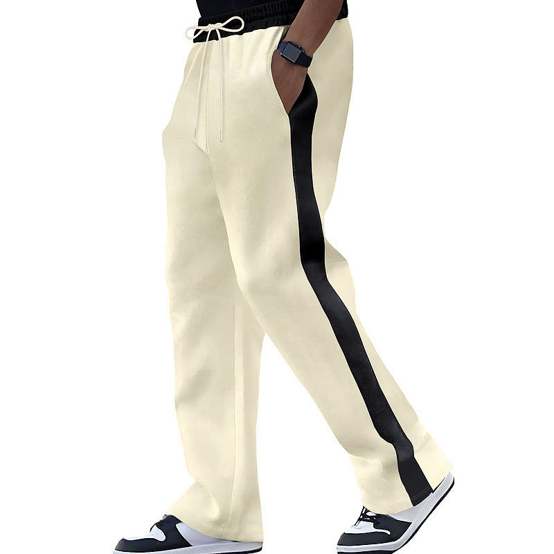 Men's leisure pants with contrasting side stripes and elastic waistband Lisslune