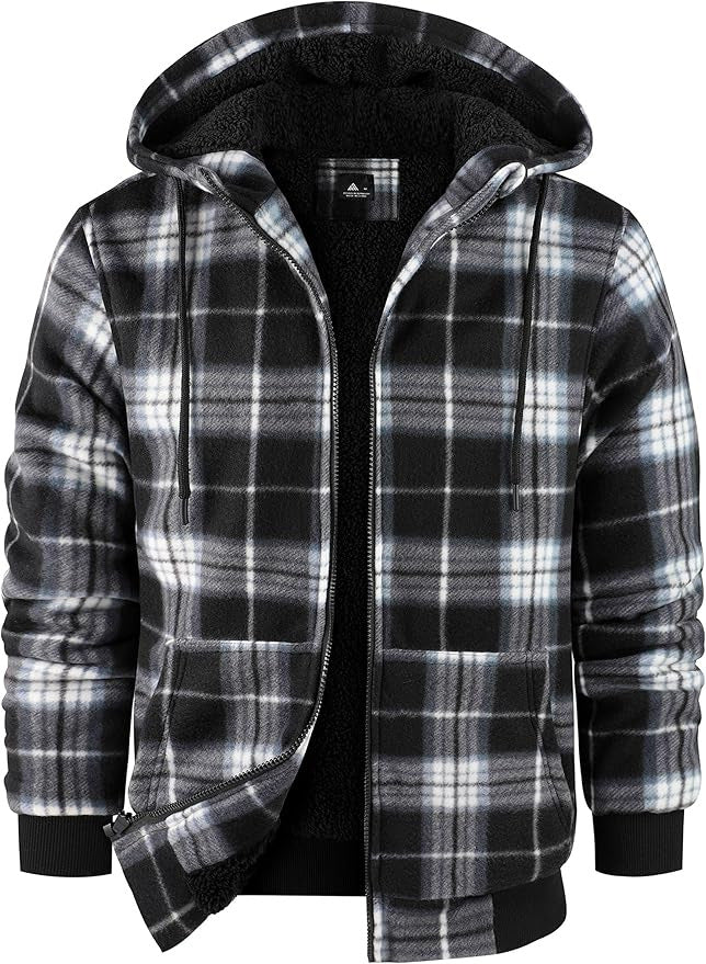 Men's fleece jacket with modern check pattern and cozy inner lining Lisslune