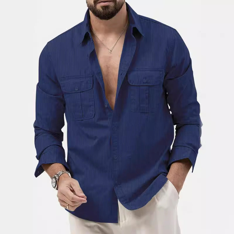 Men's long-sleeve shirt with practical chest pockets and durable fabric Lisslune
