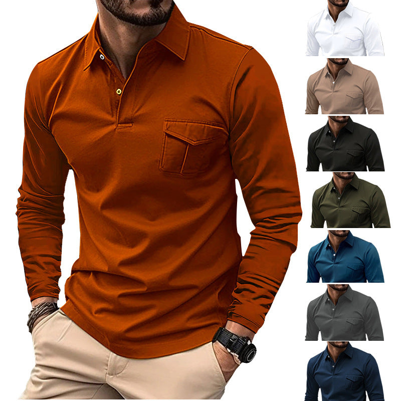 Men's casual long sleeve shirt with practical chest pocket Lisslune
