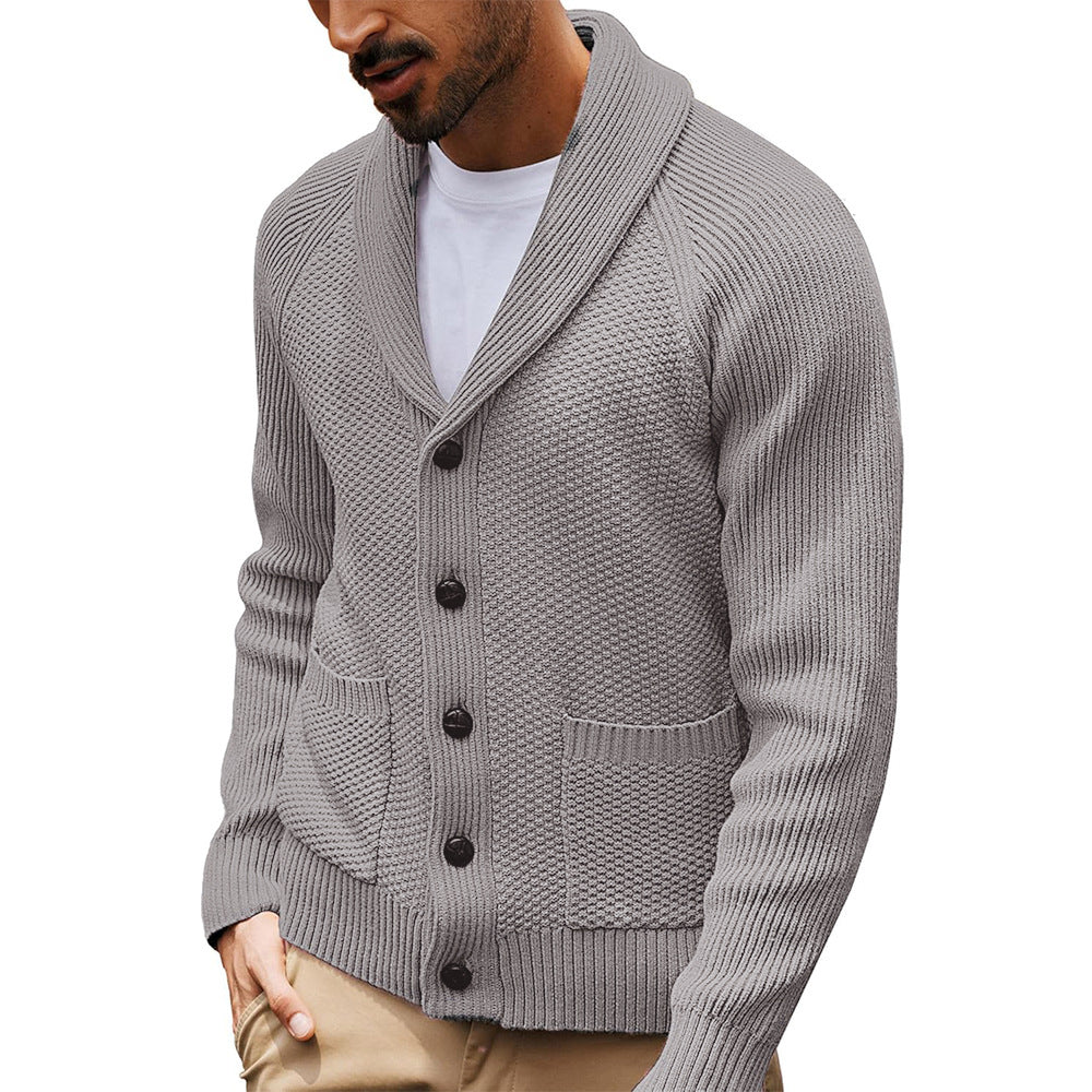 Men's cardigan with textured design and practical shawl collar Lisslune