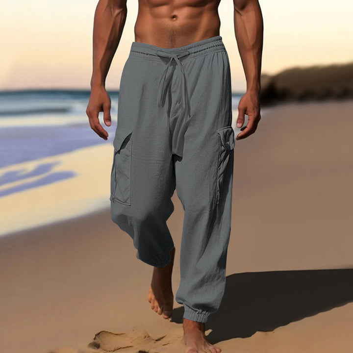 Men's cargo pants with elastic waistband and practical side pockets Lisslune 1760050766