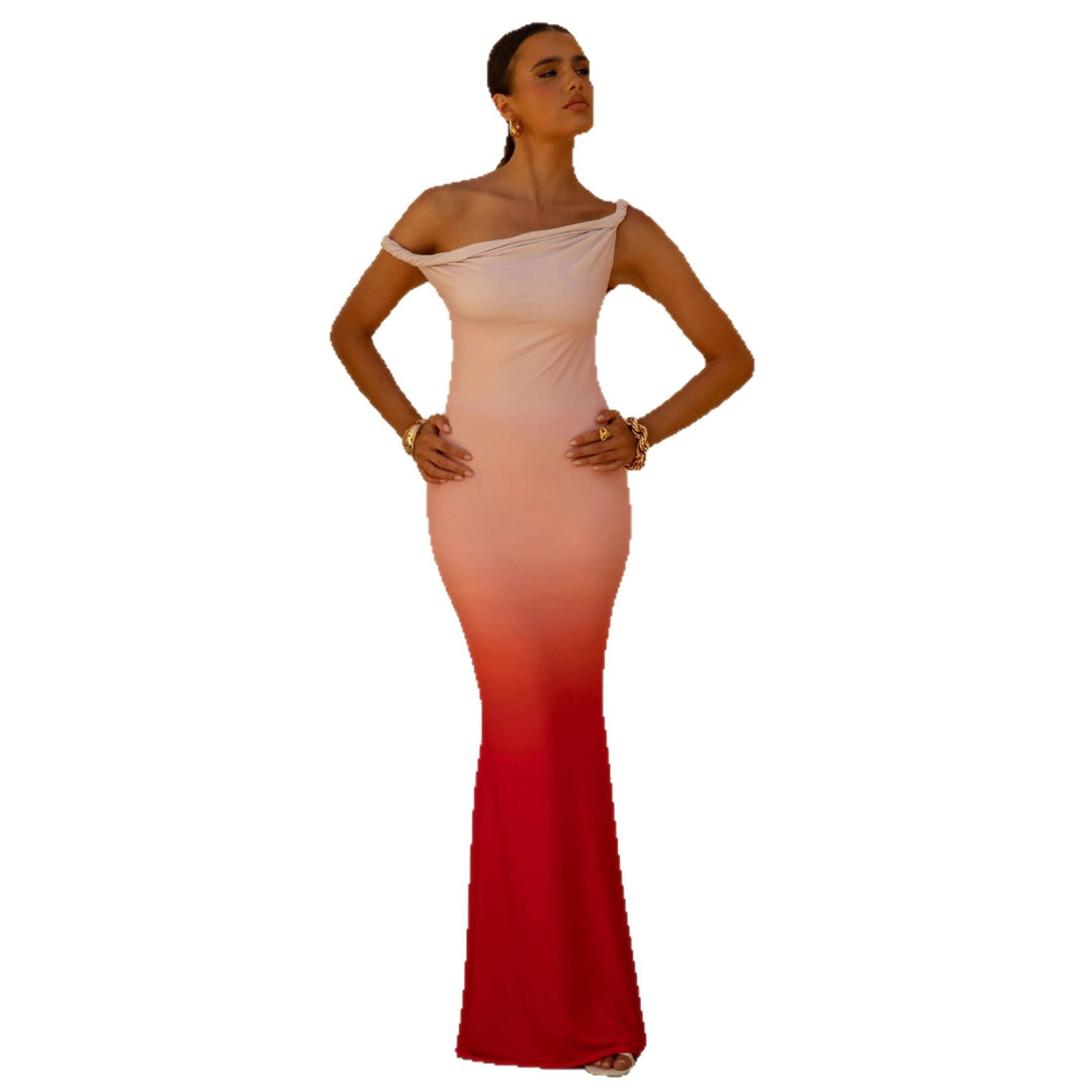 Women's figure-hugging evening dress with off-the-shoulder design and side slit Lisslune