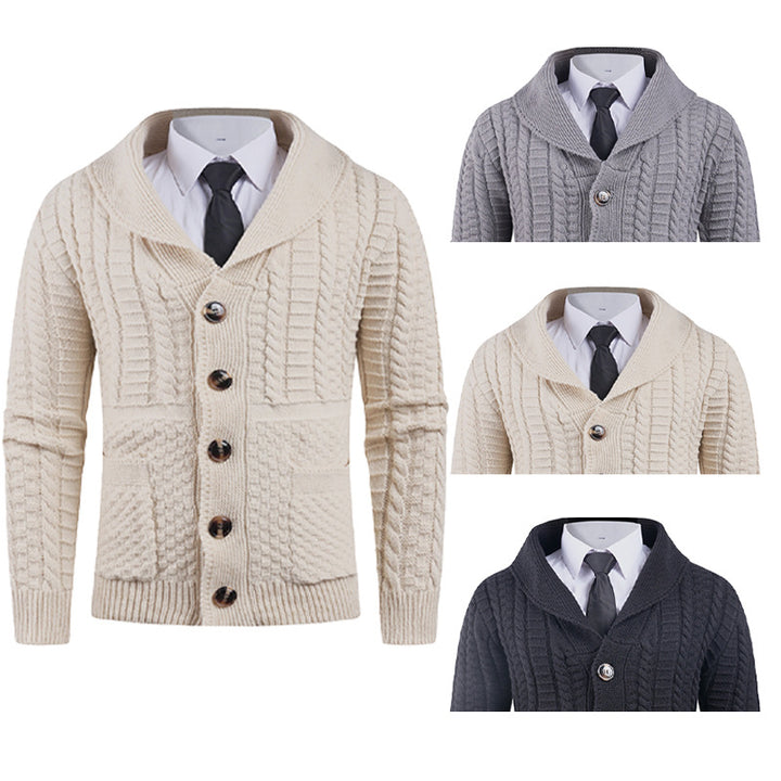 Men's cardigan with modern shawl collar and practical buttons Lisslune