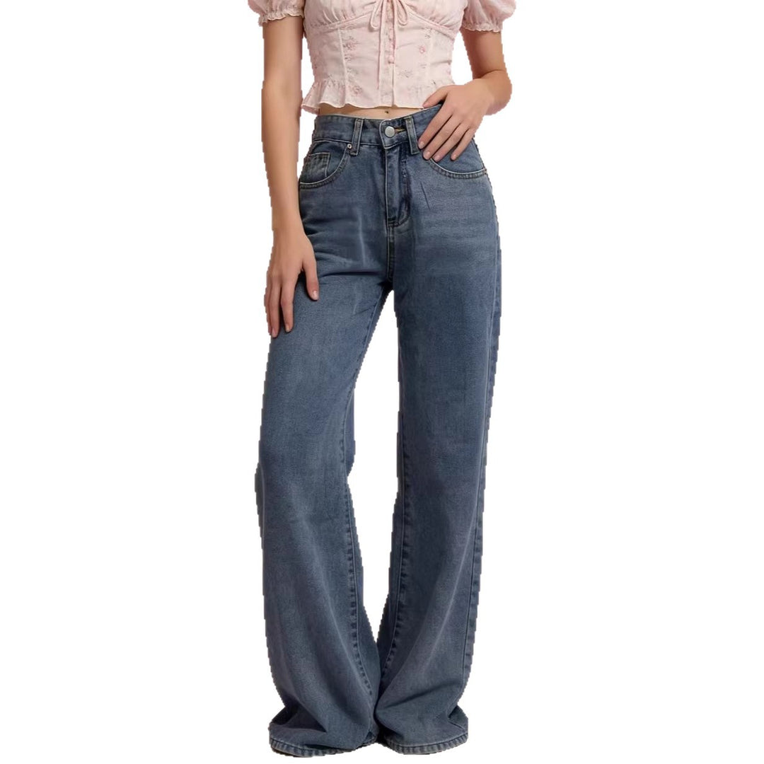 Damen Weite High-Waist Jeans mit besonderen Nahtdetails Lisslune