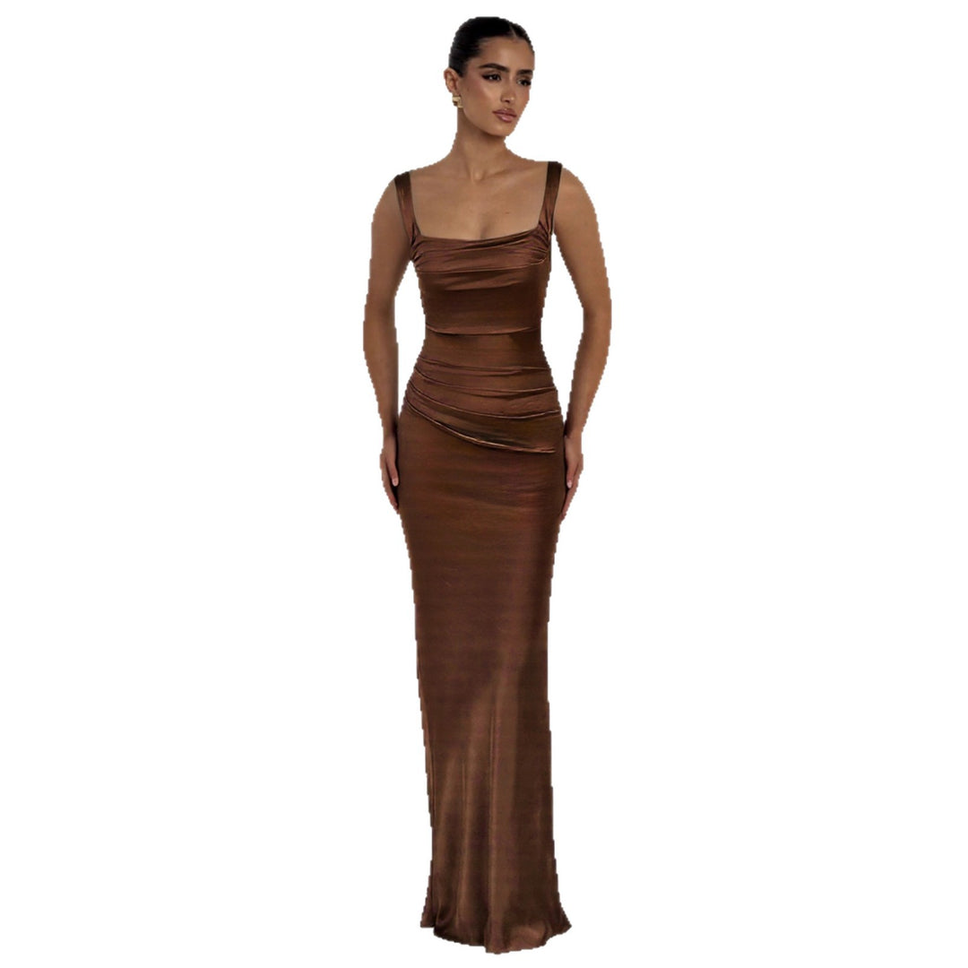 Damen Elegantes Satin-Maxi-Kleid mit figurschmeichelndem Design Lisslune