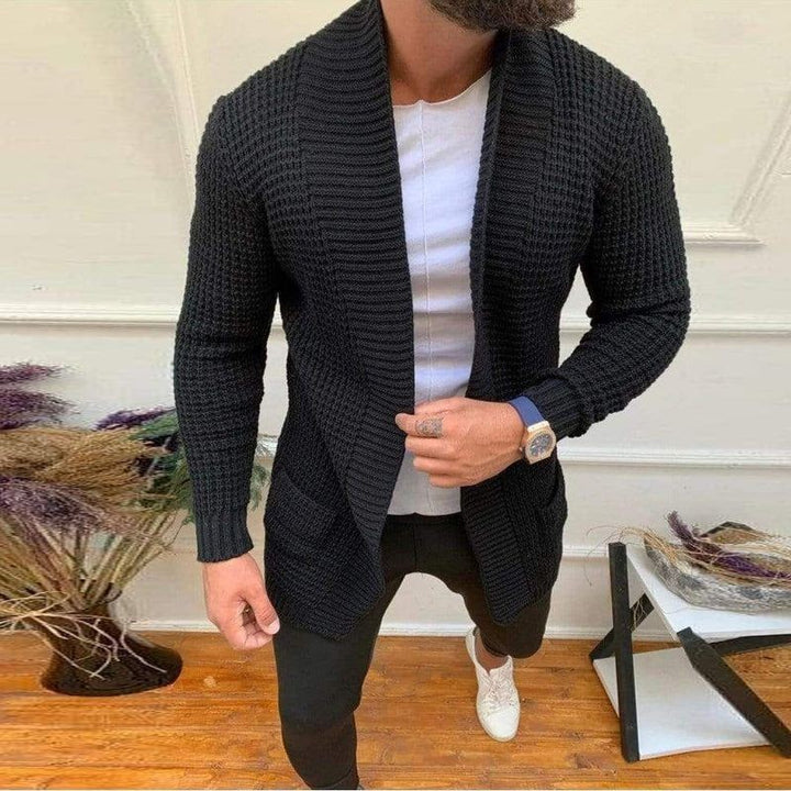 Men's cardigan with deep collar and textured design Lisslune