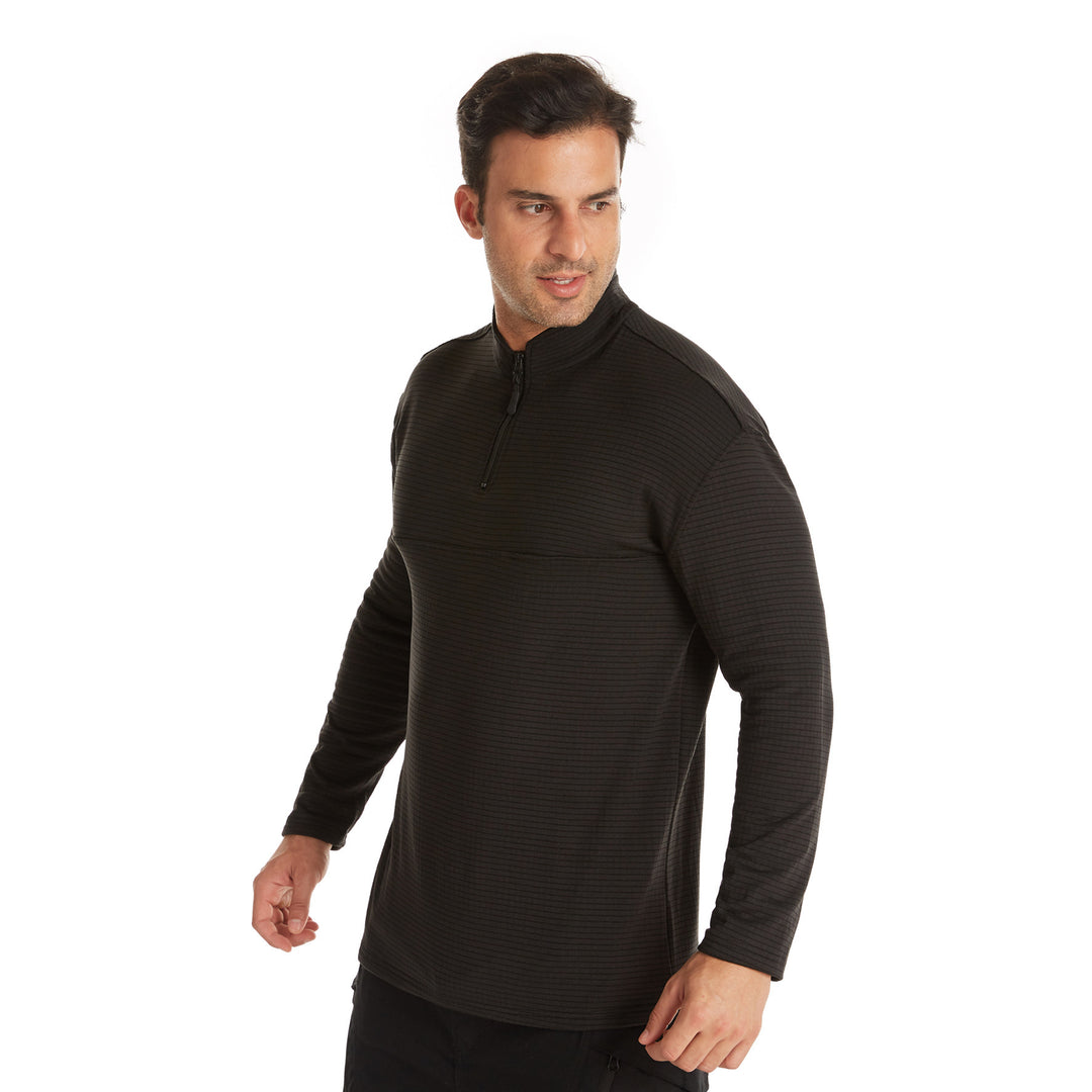 Men's Functional Pullover with Half Zipper and Textured Pattern Lisslune