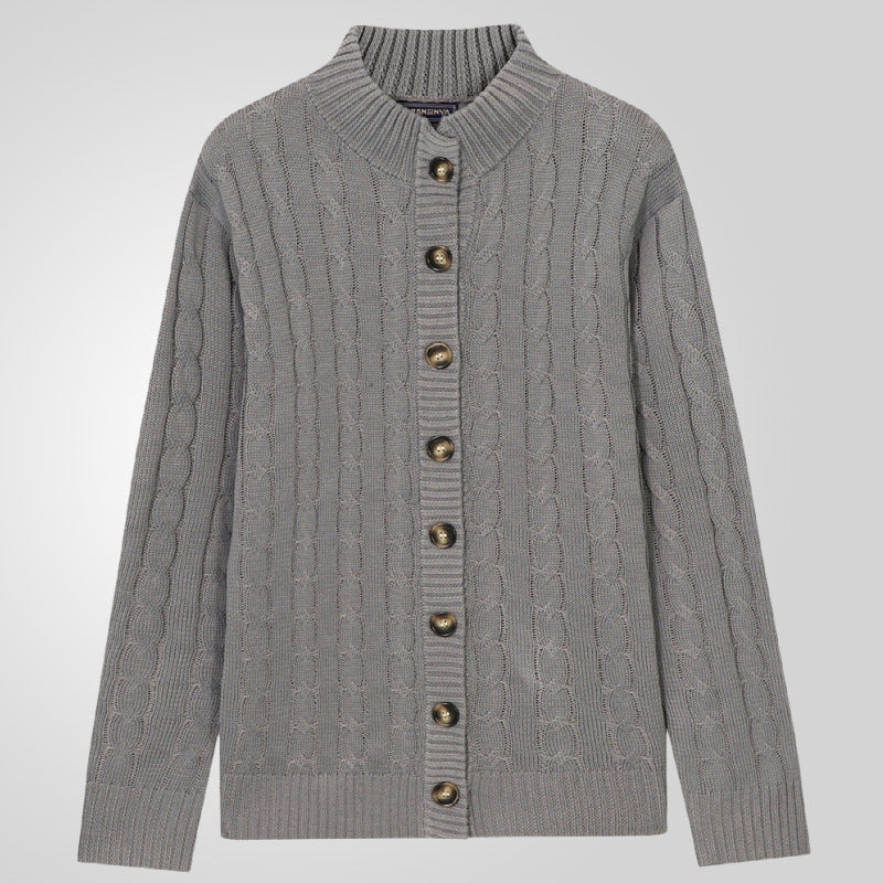 Men's cardigan with cable pattern and foldable collar Lisslune
