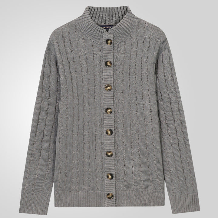 Men's cardigan with cable pattern and foldable collar Lisslune