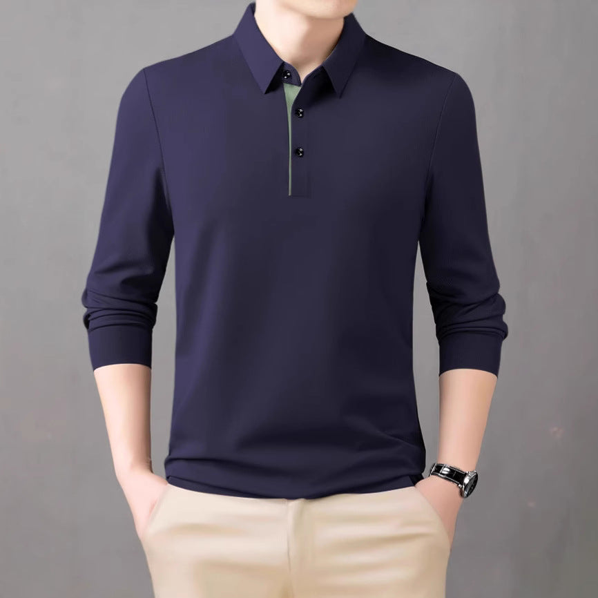 Men's comfortable long-sleeve polo shirt with elegant collar Lisslune