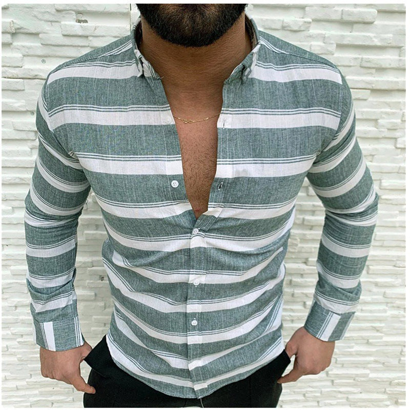 Men's Long Sleeve Shirt with Fashion Stripes Lisslune