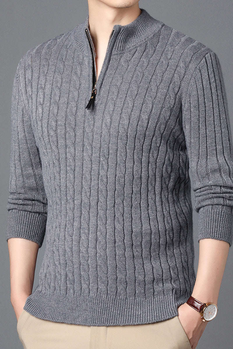 Men's High-Quality Knit Sweater with Modern Zipper and Detailed Texture Lisslune