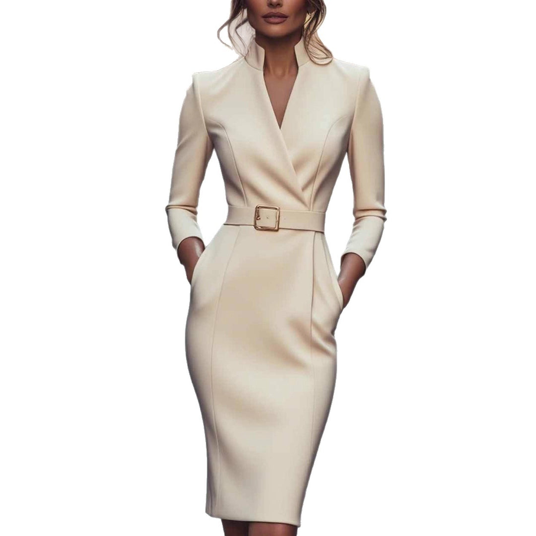 Women's elegant wrap dress with figure-hugging silhouette and belt Lisslune