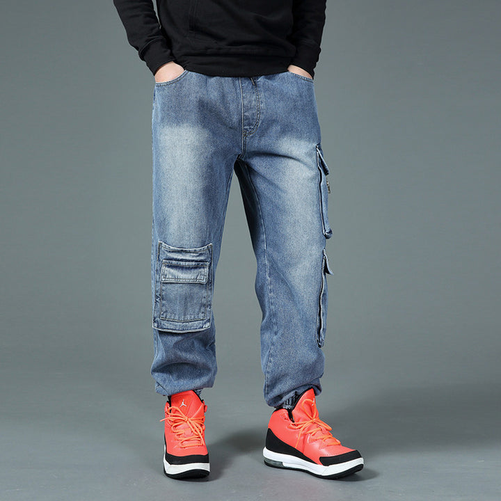 Men's cargo jeans with multifunctional pockets Lisslune